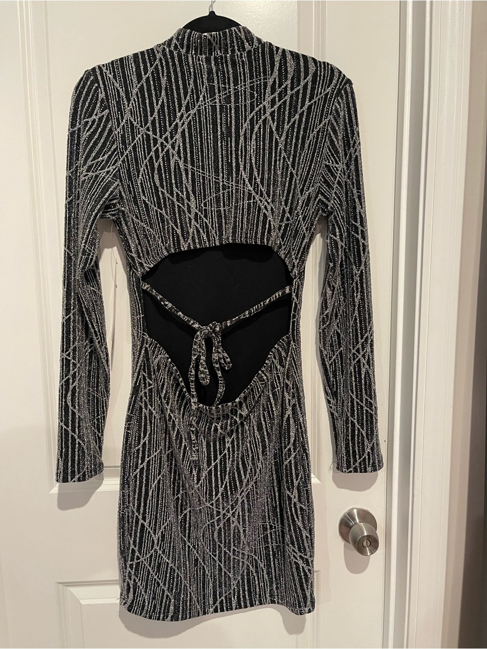 Madden Girl Black Long-Sleeve Glitter Bodycon Dress y2k - Picture 4 of 4